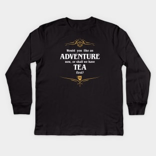 Adventure or Tea Dungeons Crawler and Dragons Slayer Kids Long Sleeve T-Shirt